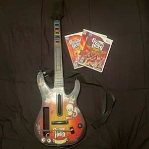 Guitar Hero Guitar for Nintendo Wii + 3 Games